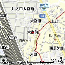 愛知県稲沢市井之口町（大宮前）周辺の地図