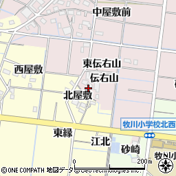 愛知県稲沢市祖父江町中牧東伝右山周辺の地図