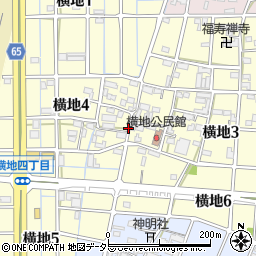 愛知県稲沢市横地周辺の地図