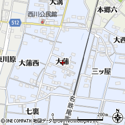 愛知県稲沢市祖父江町本甲大蒲周辺の地図