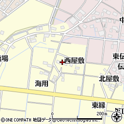 愛知県稲沢市祖父江町野田西屋敷周辺の地図