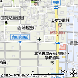 愛知県北名古屋市鹿田南蒲屋敷636周辺の地図