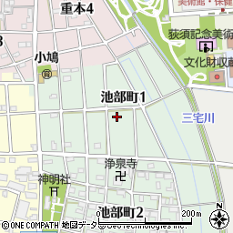 愛知県稲沢市池部町1丁目周辺の地図
