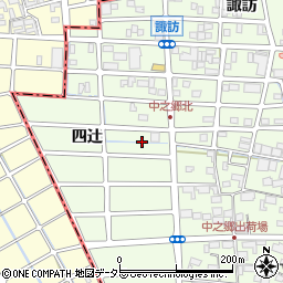 愛知県北名古屋市中之郷四辻周辺の地図