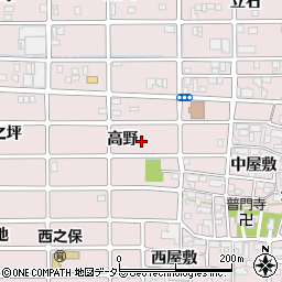 愛知県北名古屋市西之保高野周辺の地図