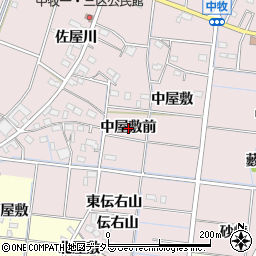 愛知県稲沢市祖父江町中牧中屋敷前周辺の地図