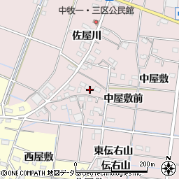 愛知県稲沢市祖父江町中牧西伝右山周辺の地図