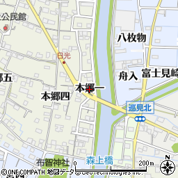 愛知県稲沢市祖父江町森上（本郷一）周辺の地図