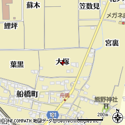 愛知県稲沢市船橋町大塚周辺の地図