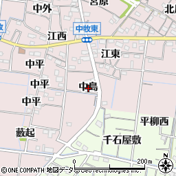 愛知県稲沢市祖父江町中牧中島周辺の地図