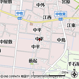 愛知県稲沢市祖父江町中牧中平周辺の地図