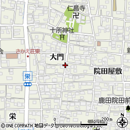 愛知県北名古屋市鹿田（大門）周辺の地図