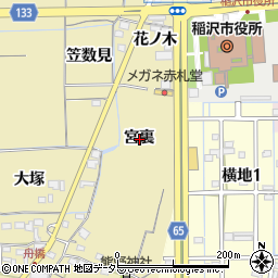 愛知県稲沢市船橋町宮裏周辺の地図