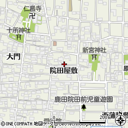 愛知県北名古屋市鹿田院田屋敷周辺の地図