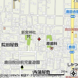 愛知県北名古屋市鹿田（北蒲屋敷）周辺の地図