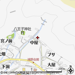 愛知県豊田市浅谷町中屋周辺の地図