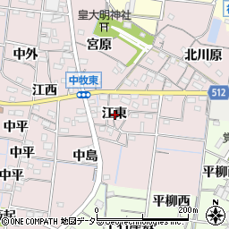 愛知県稲沢市祖父江町中牧江東周辺の地図