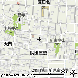 愛知県北名古屋市鹿田院田屋敷332周辺の地図