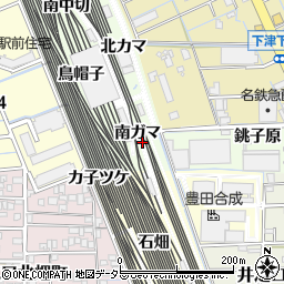 愛知県稲沢市下津町南ガマ周辺の地図