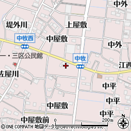 愛知県稲沢市祖父江町中牧中屋敷周辺の地図