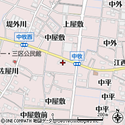 愛知県稲沢市祖父江町中牧（中屋敷）周辺の地図