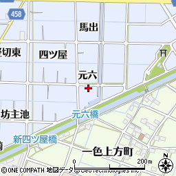 愛知県稲沢市片原一色町（元六）周辺の地図