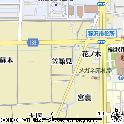 愛知県稲沢市船橋町笠数見周辺の地図