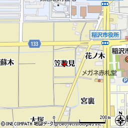 愛知県稲沢市船橋町（笠数見）周辺の地図