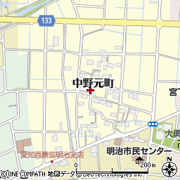 愛知県稲沢市中野元町周辺の地図