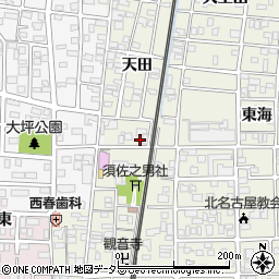 愛知県北名古屋市鹿田天田79周辺の地図