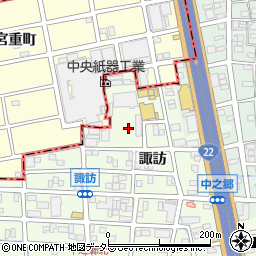 愛知県北名古屋市中之郷諏訪周辺の地図