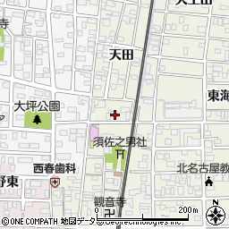 愛知県北名古屋市鹿田天田76周辺の地図