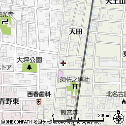 愛知県北名古屋市鹿田天田71周辺の地図