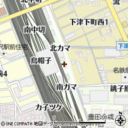 愛知県稲沢市下津町北カマ周辺の地図