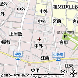 愛知県稲沢市祖父江町中牧（江西）周辺の地図