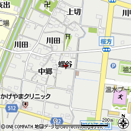 愛知県稲沢市祖父江町桜方螺谷周辺の地図