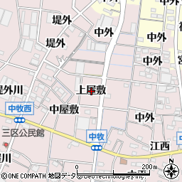 愛知県稲沢市祖父江町中牧上屋敷周辺の地図