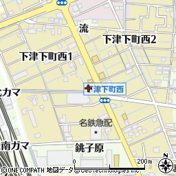 愛知県稲沢市下津下町西周辺の地図