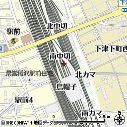 愛知県稲沢市下津町南中切周辺の地図