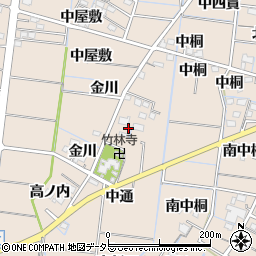 愛知県稲沢市祖父江町四貫中之郷周辺の地図