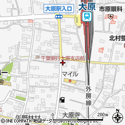 千葉銀行大原支店前周辺の地図