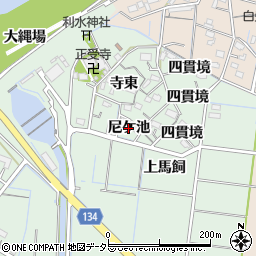 愛知県稲沢市祖父江町馬飼（尼ケ池）周辺の地図