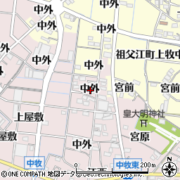 愛知県稲沢市祖父江町中牧中外周辺の地図