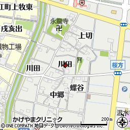 愛知県稲沢市祖父江町桜方川田周辺の地図