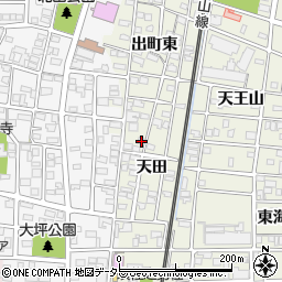 愛知県北名古屋市鹿田天田7周辺の地図