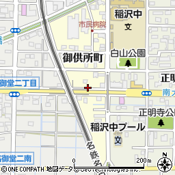 愛知県稲沢市御供所町周辺の地図