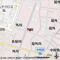 愛知県稲沢市祖父江町中牧外川周辺の地図