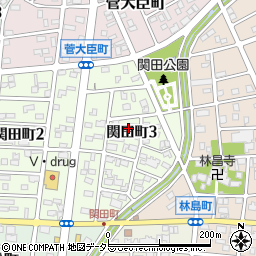愛知県春日井市関田町3丁目周辺の地図