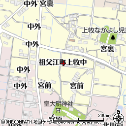 愛知県稲沢市祖父江町上牧中周辺の地図