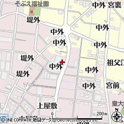 愛知県稲沢市祖父江町中牧換地周辺の地図